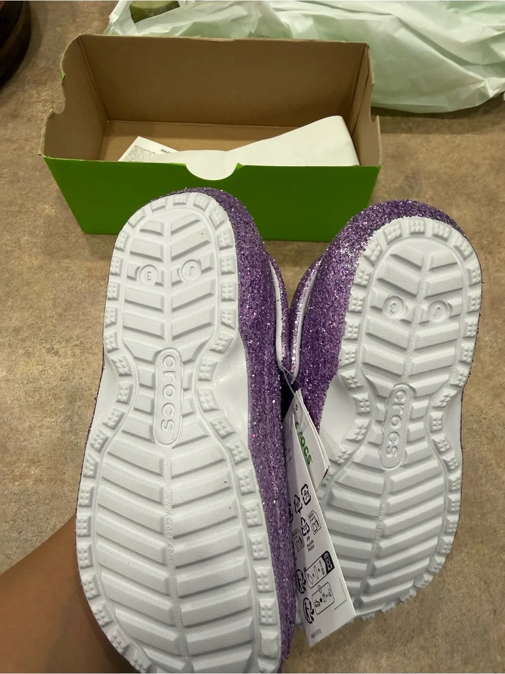 CROCS Kids Purple Glitter Plush-Lined Clogs